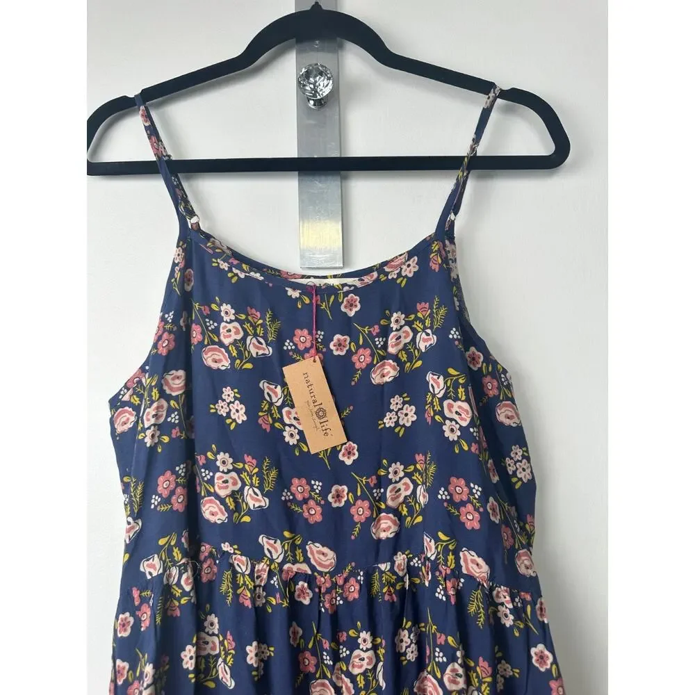 NEW Natural Life Zoe Wide-Leg Jumpsuit Size M Slate Floral Blooms Multicolor C29 - Picture 3 of 9
